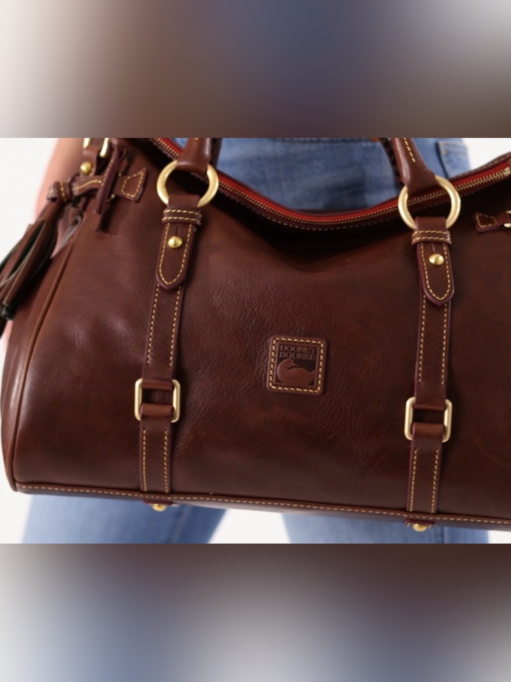 Dooney & Bourke large Chestnut Brown Leather Florentine satchel bag EUC